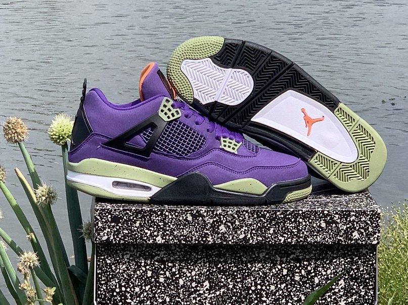 New 2022 Air Jordan 4 Retro Purple Black White Shoes